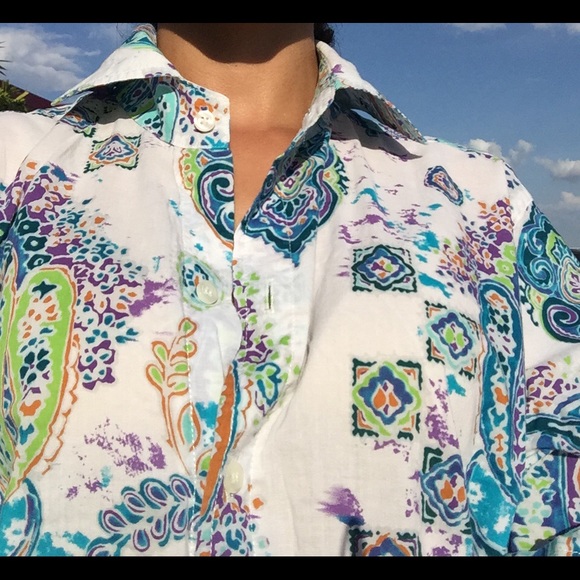 Paisley multi color button up - Picture 2 of 3